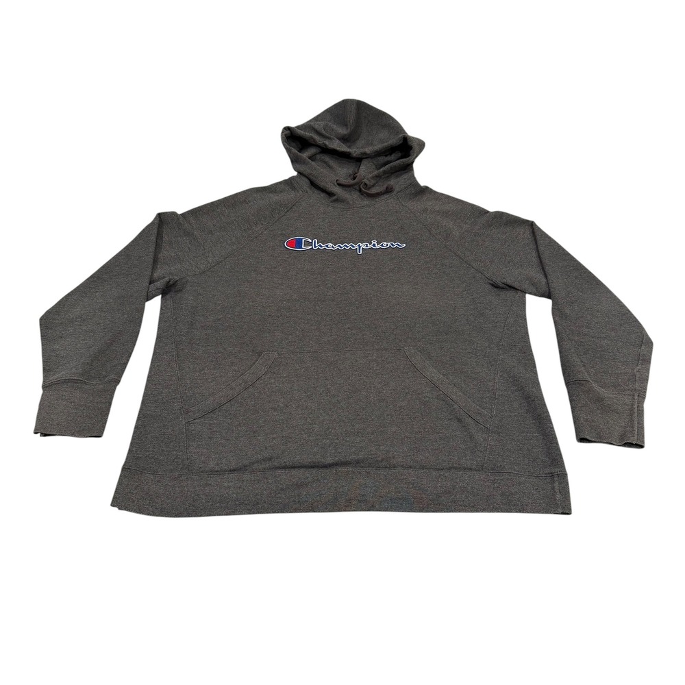 Champion Mens 2XL Charcoal Gray Embroidered Logo Pullover Hoodie Sweatshirt